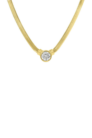 ROUND DIAMOND CENTER BEZEL ON SNAKE CHAIN