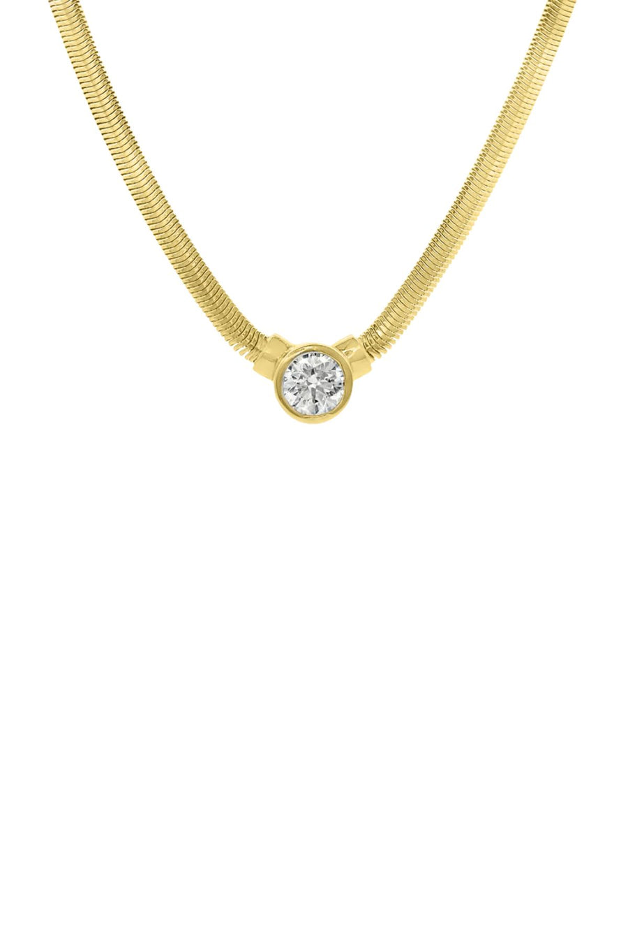 ROUND DIAMOND CENTER BEZEL ON SNAKE CHAIN