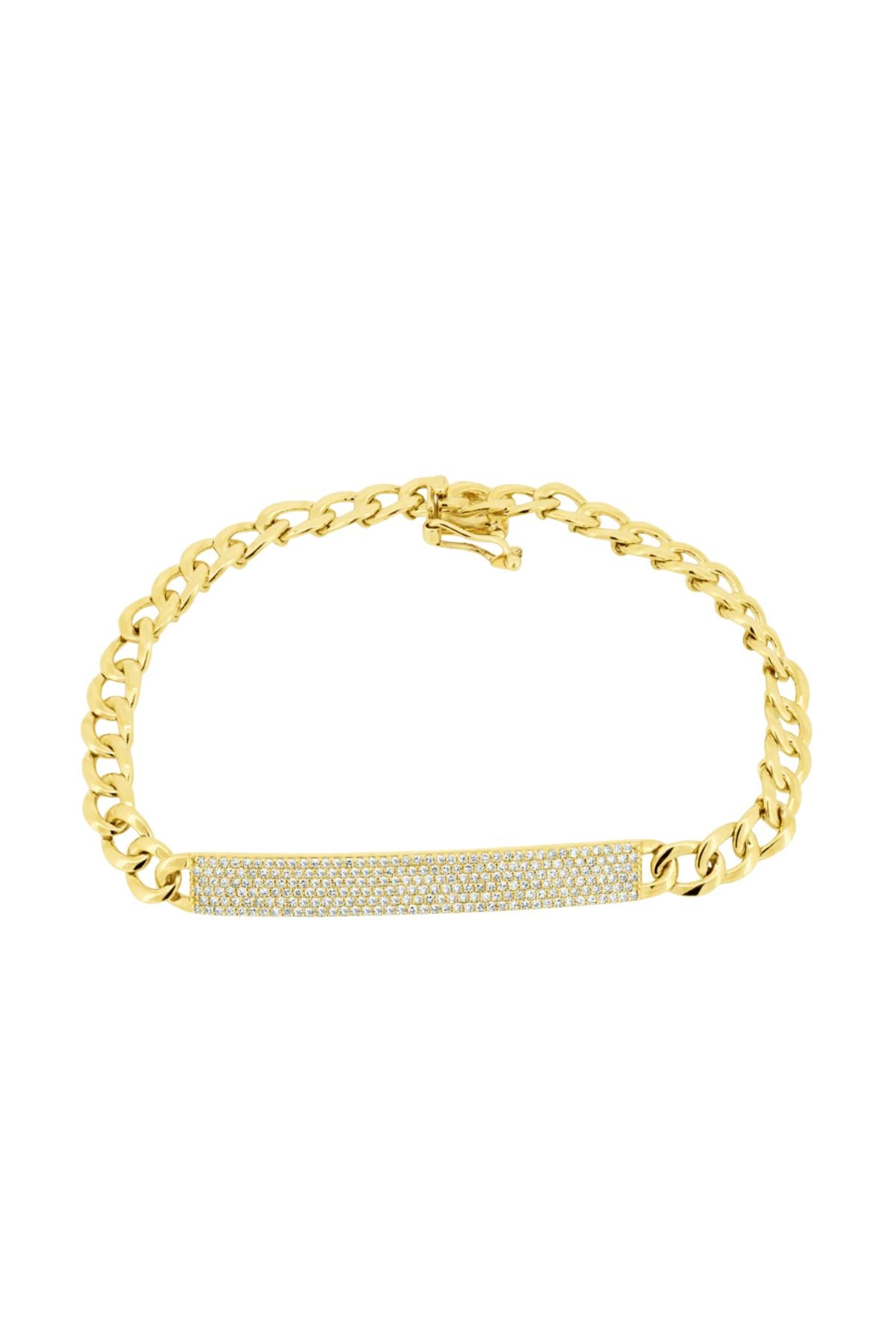 PAVE DIAMOND ID BRACELET ON CUBAN LINKS