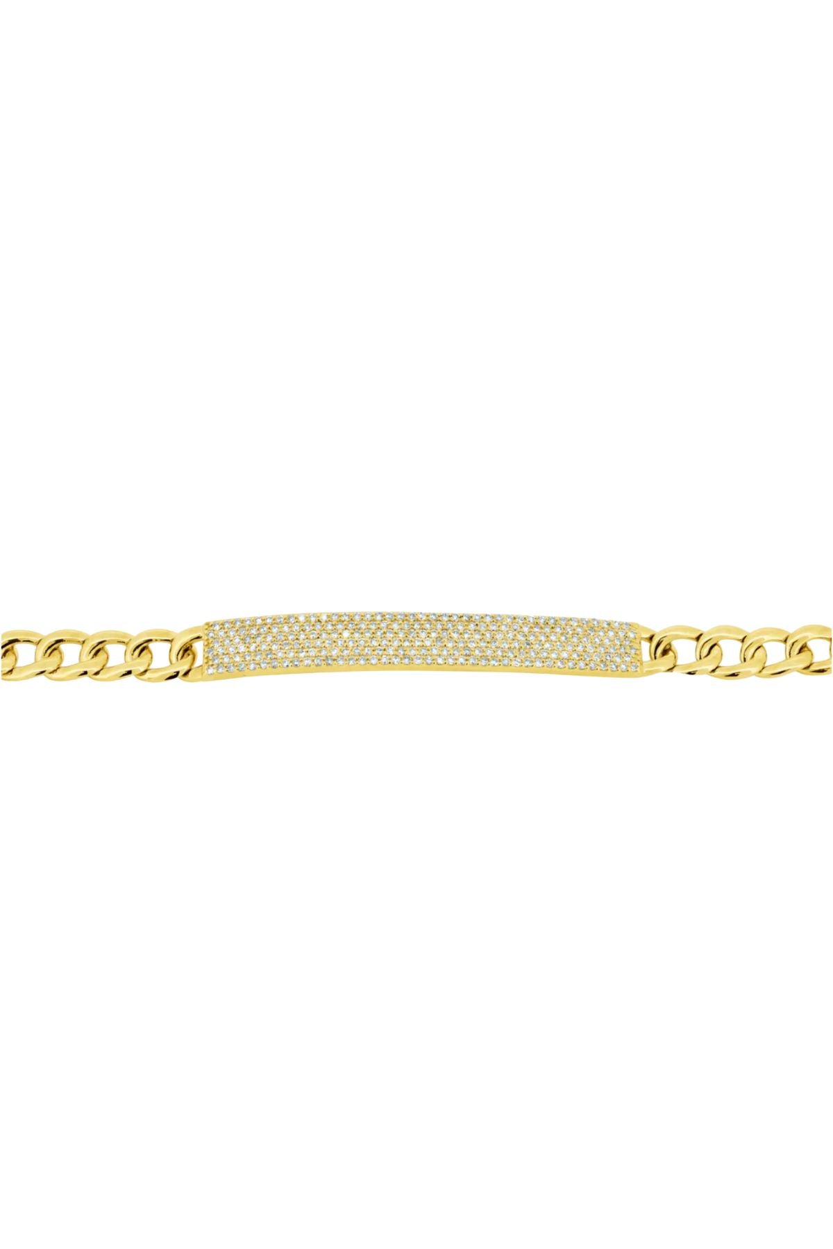 PAVE DIAMOND ID BRACELET ON CUBAN LINKS