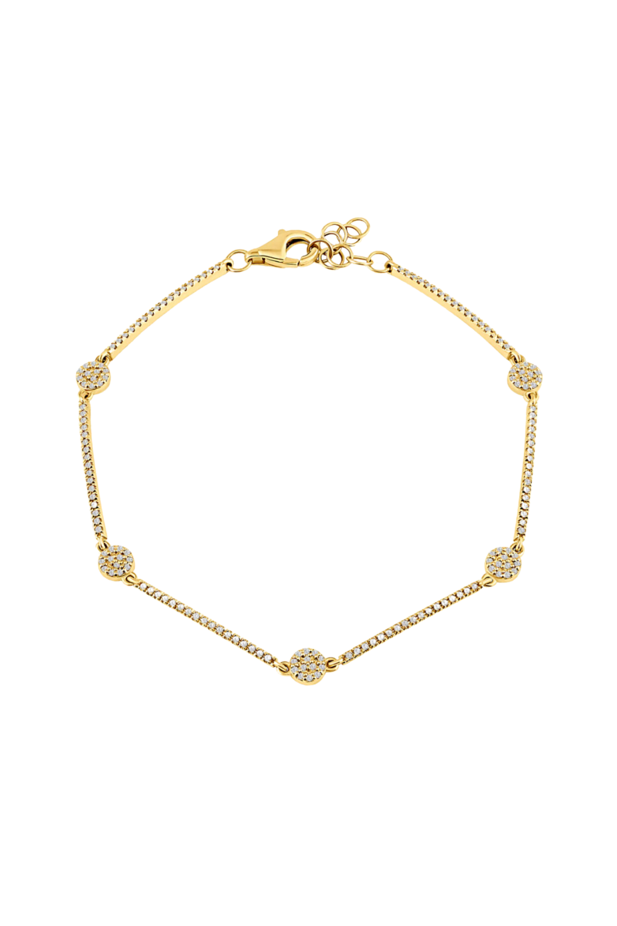DAINTY DIAMOND DISC STATION BRACELET