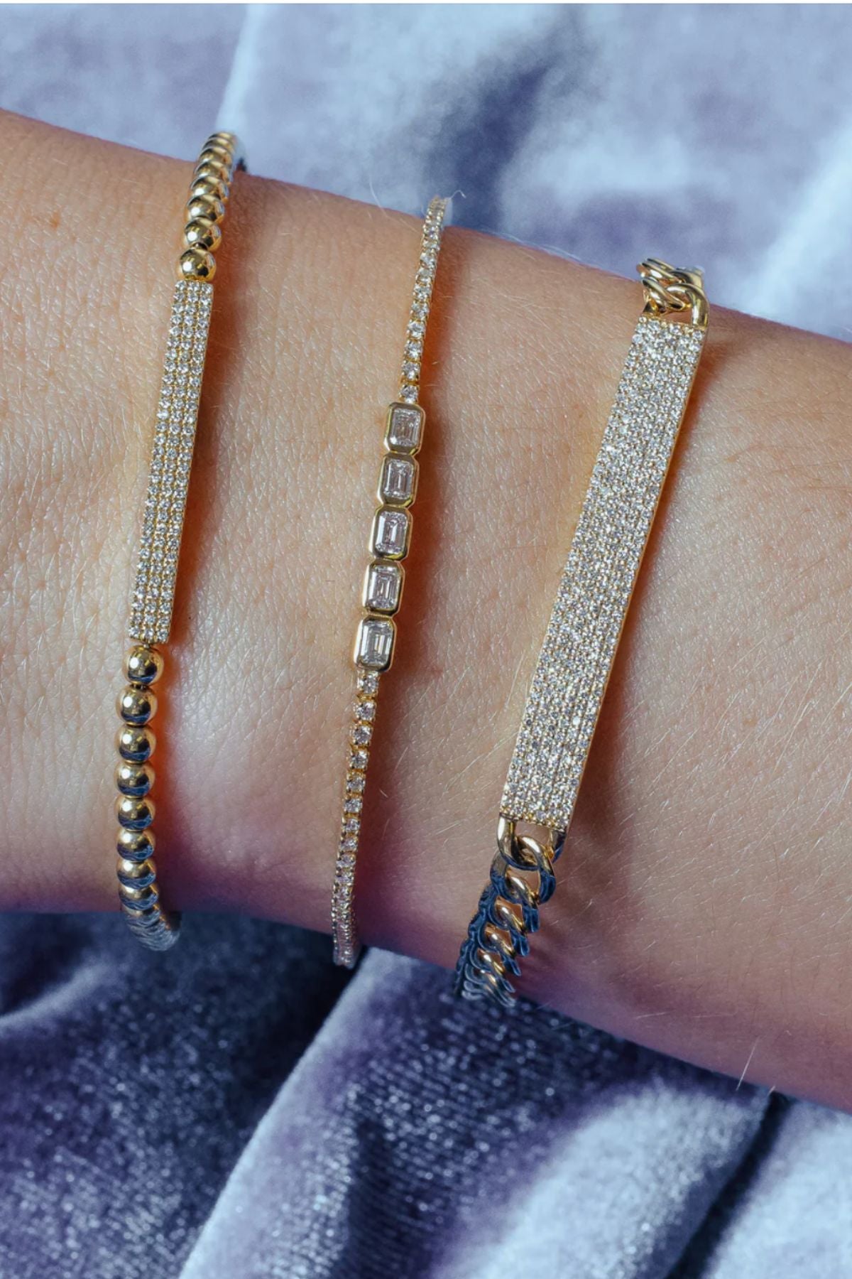 PAVE DIAMOND ID BRACELET ON CUBAN LINKS