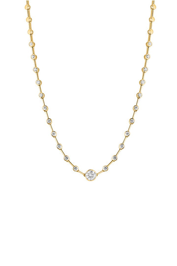 DIAMOND LINK NECKLACE WITH CENTER ROUND BEZEL SET DIAMOND