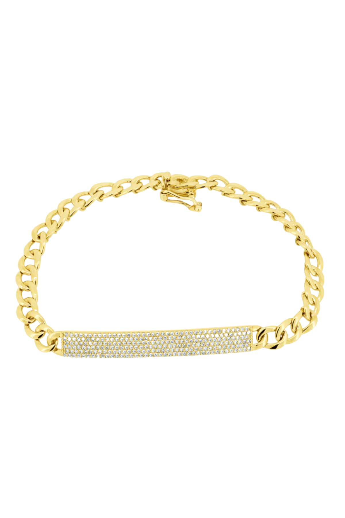 CUBAN LINK BRACELET WITH 6 ROW DIAMOND BAR