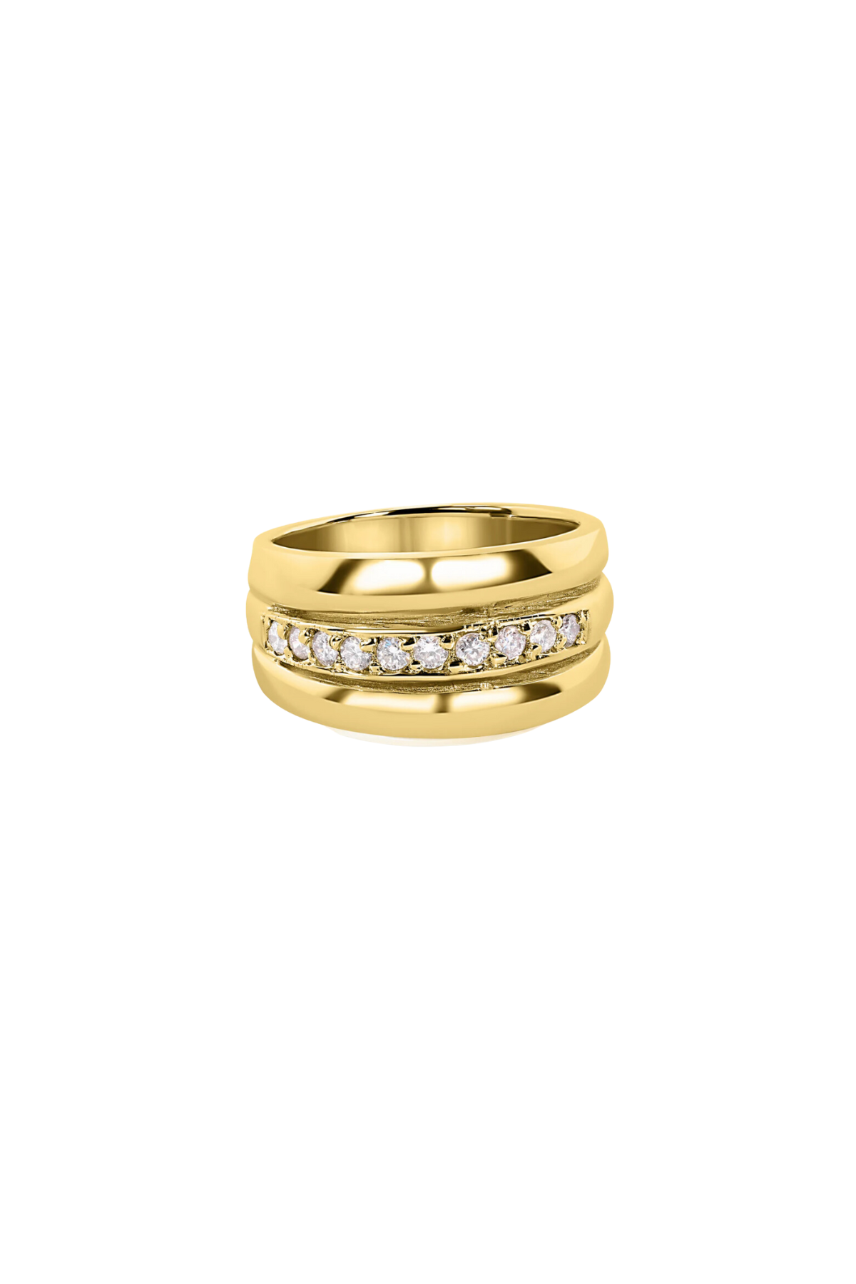 DIAMOND INSET CIGAR PINKY RING
