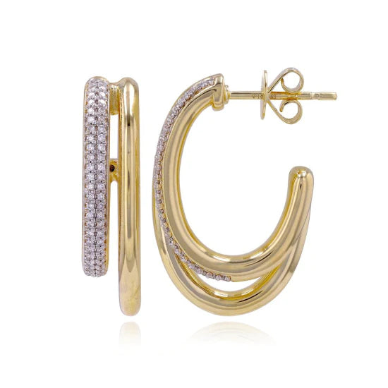 PAVE DIAMOND & GOLD HOOPS