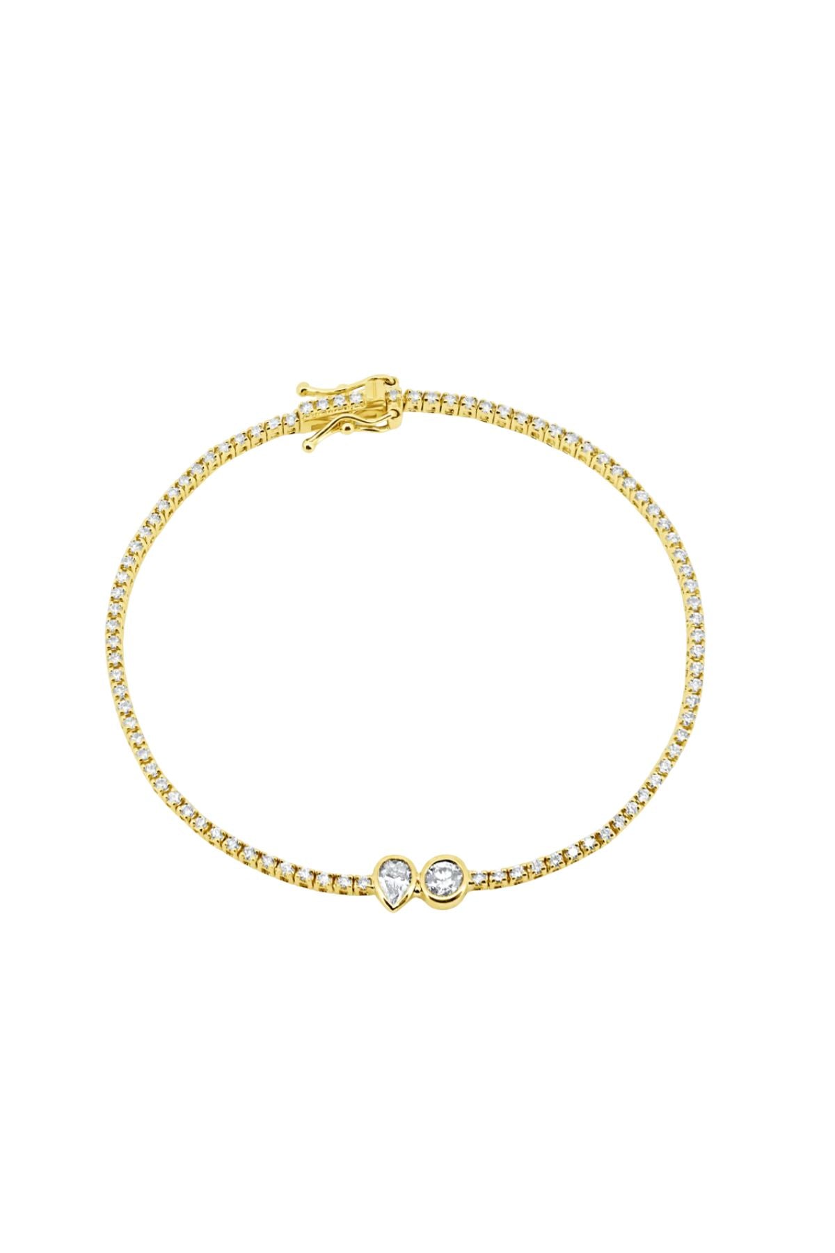 TENNIS BRACELET WITH TOI ET MOI BEZEL SET DIAMONDS