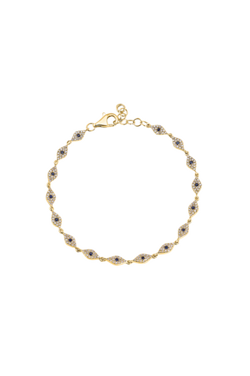 DIAMOND AND SAPPHIRE EVIL EYE STATION BRACELET