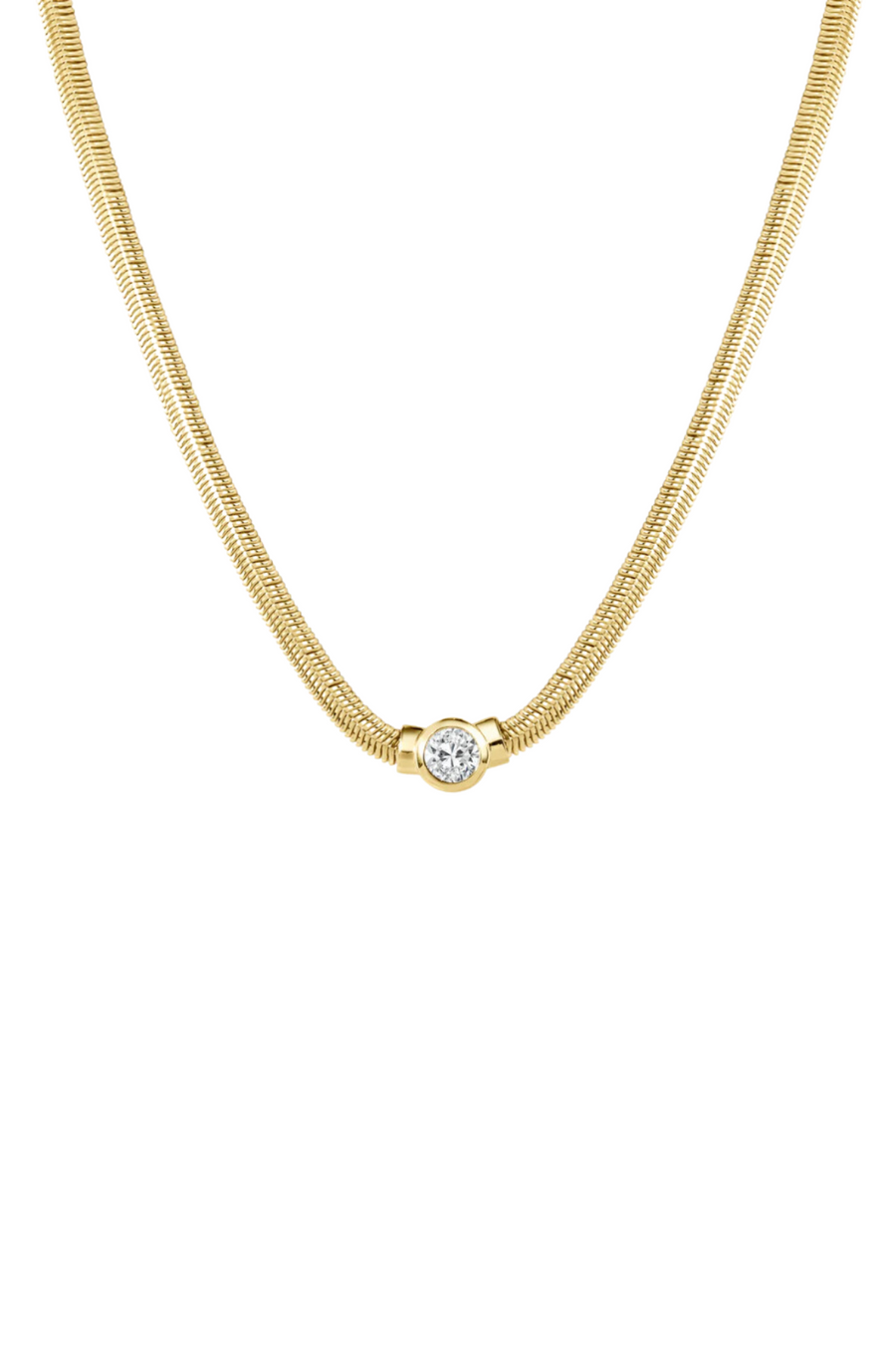 SOLITAIRE DIAMOND SNAKE NECKLACE
