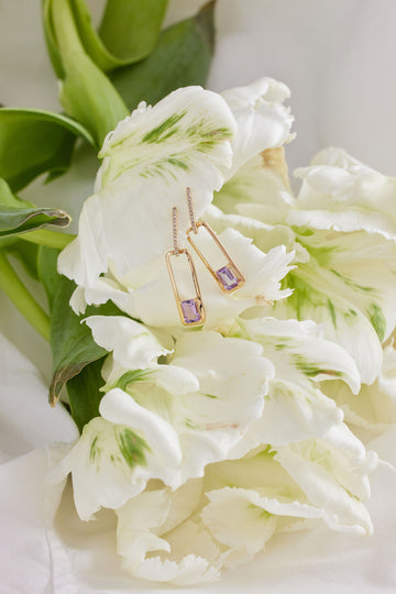 AMETHYST PAPERCLIP EARRINGS