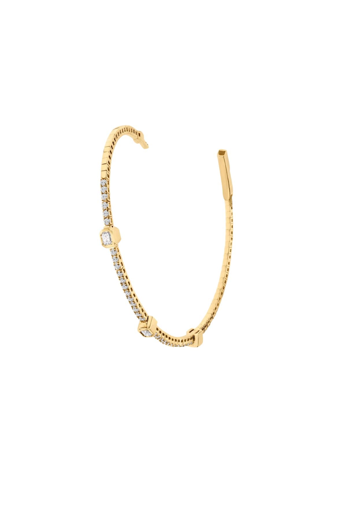 DIAMOND BANGLE WITH EMERALD BEZEL SET DIAMONDS