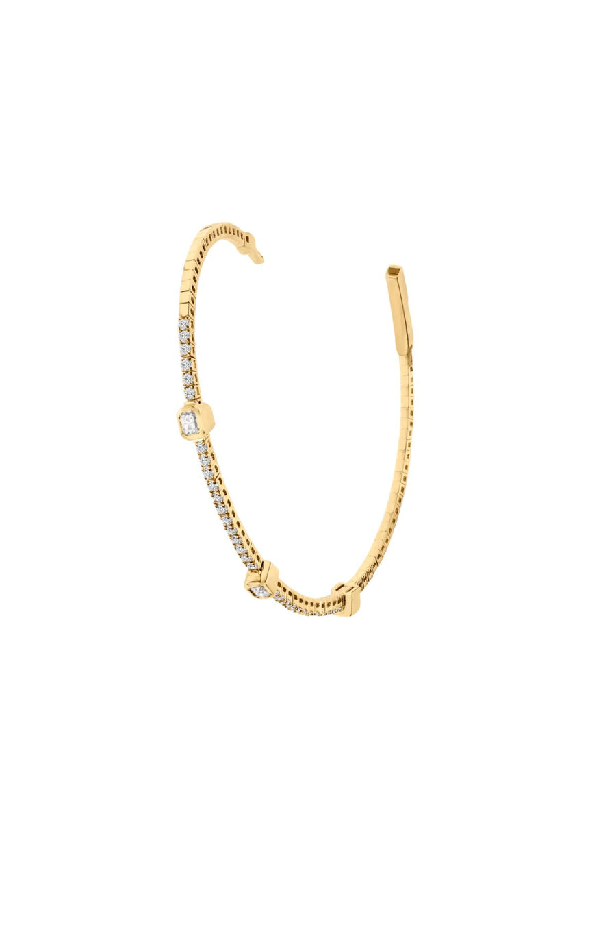 DIAMOND BANGLE WITH EMERALD BEZEL SET DIAMONDS