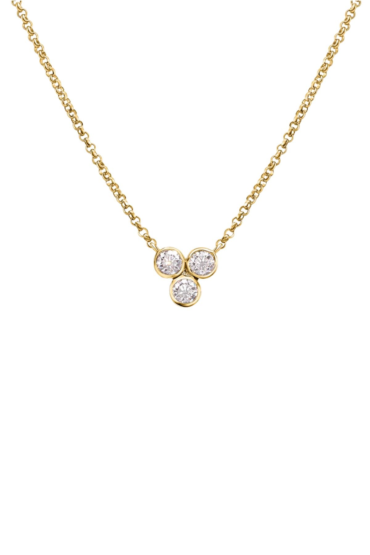 BEZEL SET DIAMOND TRIO NECKLACE