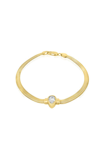 BEZEL SET PEAR DIAMOND ON HERRINGBONE BRACELET