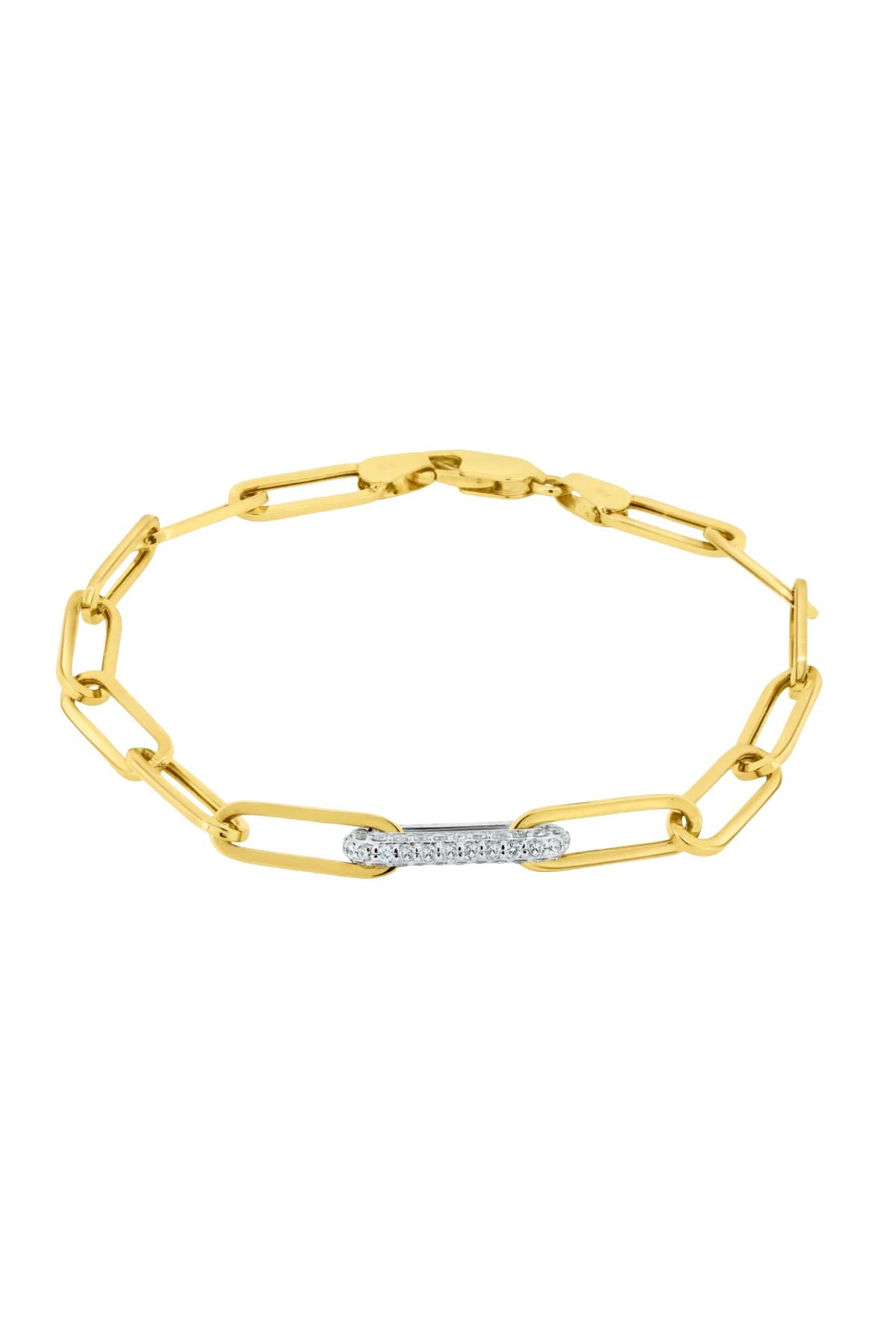 PAPERCLIP BRACELET WITH CENTER PAVE PINK