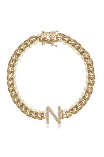 CHUNKY CUBAN CHAIN WITH DIAMOND INITIAL