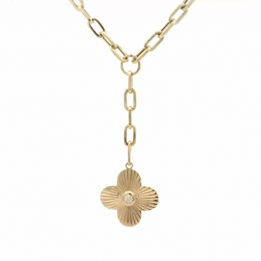 CLOVER CHARM PAPERCLIP NECKLACE