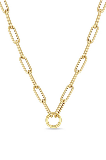 16" OPEN PAPERCLIP CHAIN W/ SIMPLE CHARM BAIL