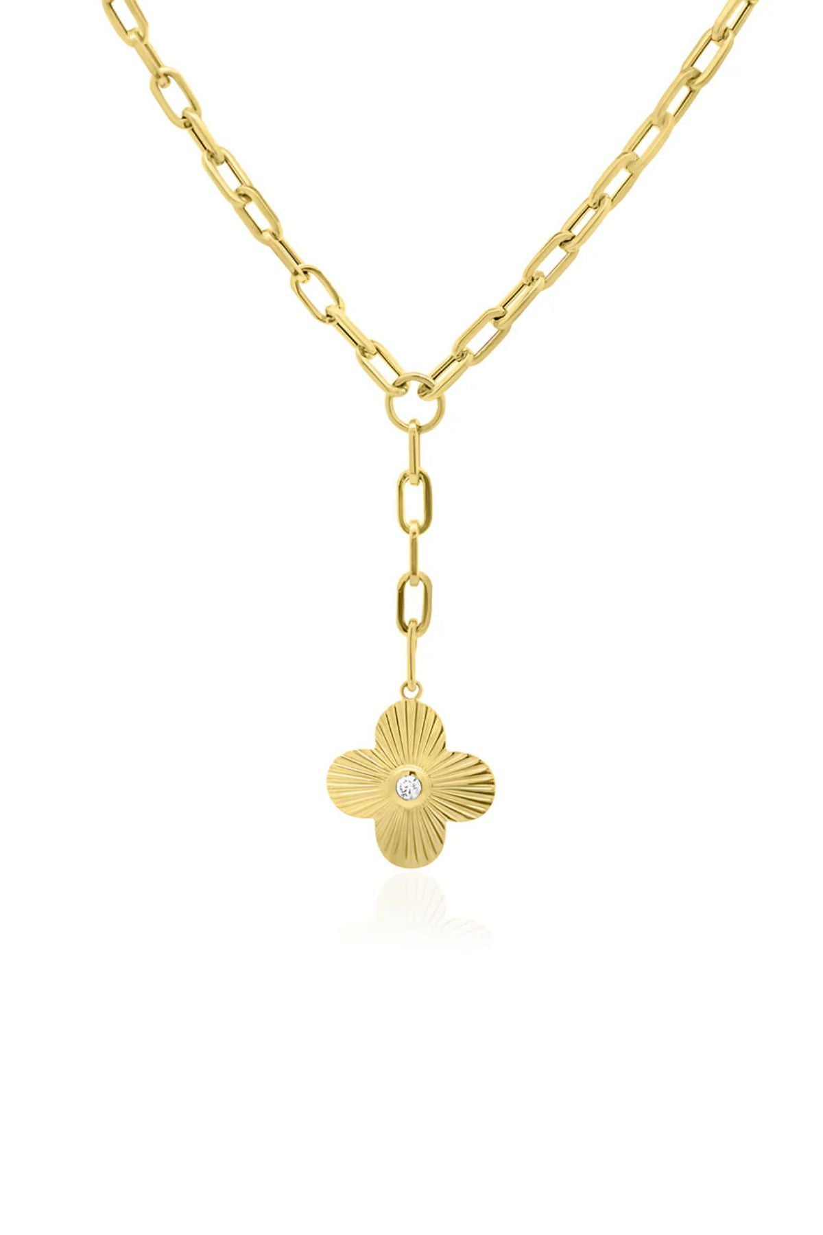 CLOVER CHARM PAPERCLIP NECKLACE