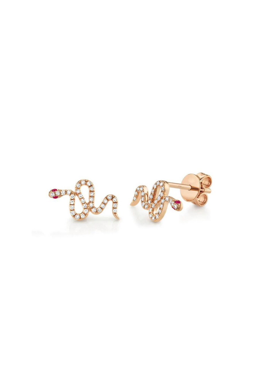 PAVE SNAKE STUD WITH RUBY EYES