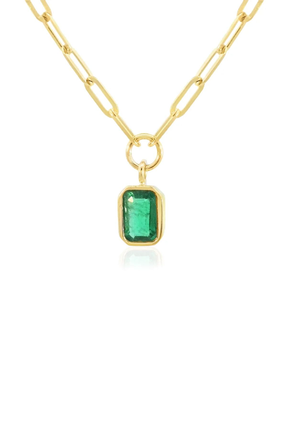 GREEN EMERALD PAPER CLIP NECKLACE