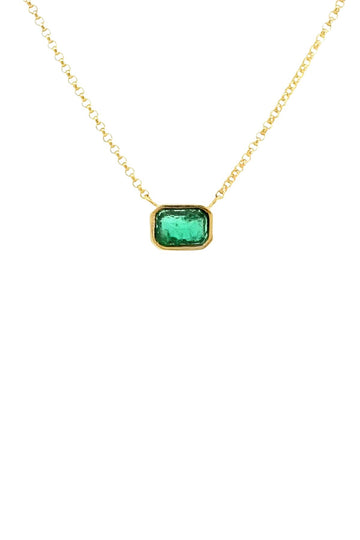GREEN EMERALD BEZEL NECKLACE
