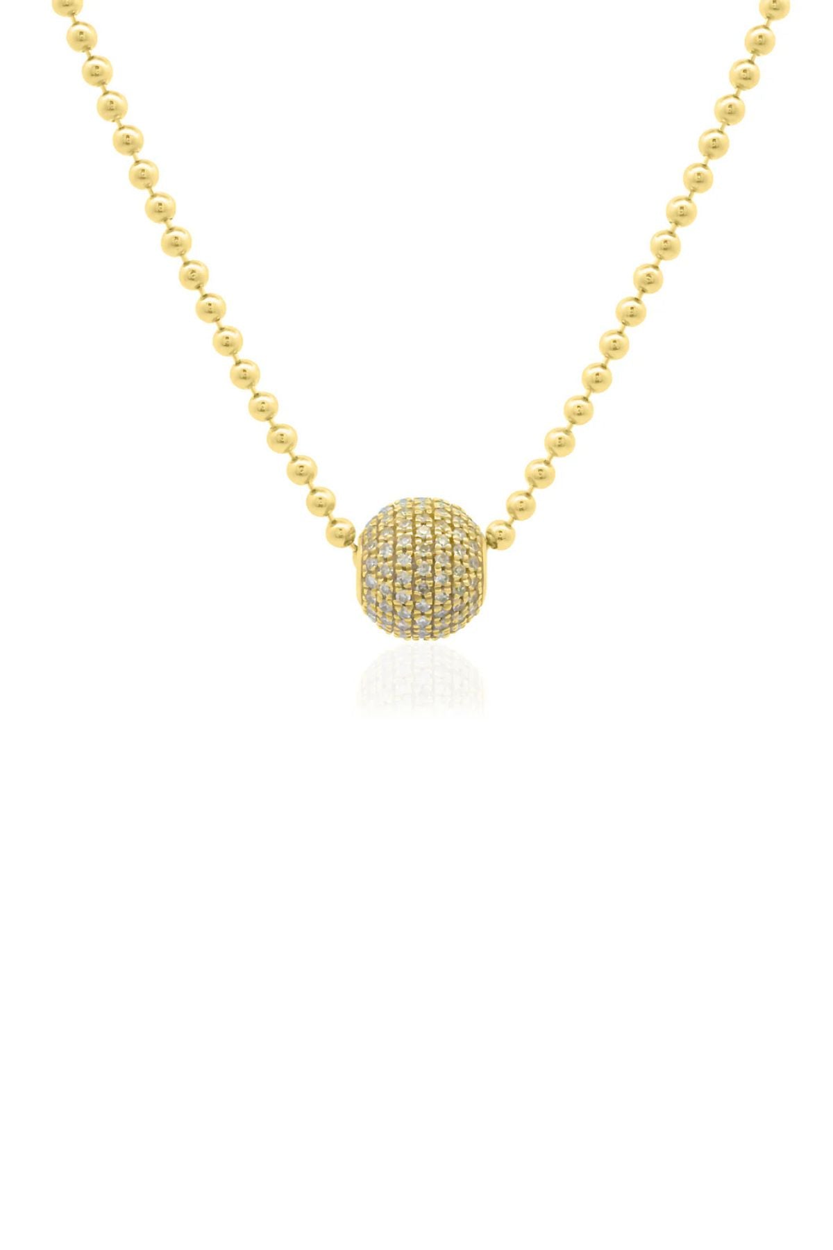 DIAMOND SPHERE ON BALL CHAIN NECKLACE
