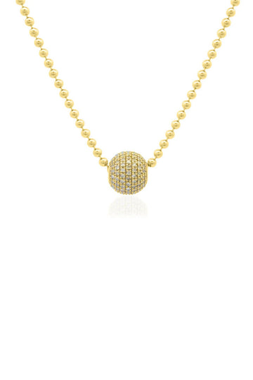 DIAMOND SPHERE ON BALL CHAIN NECKLACE