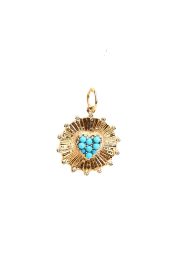 DIAMOND AND TURQUOISE HEART CHARM