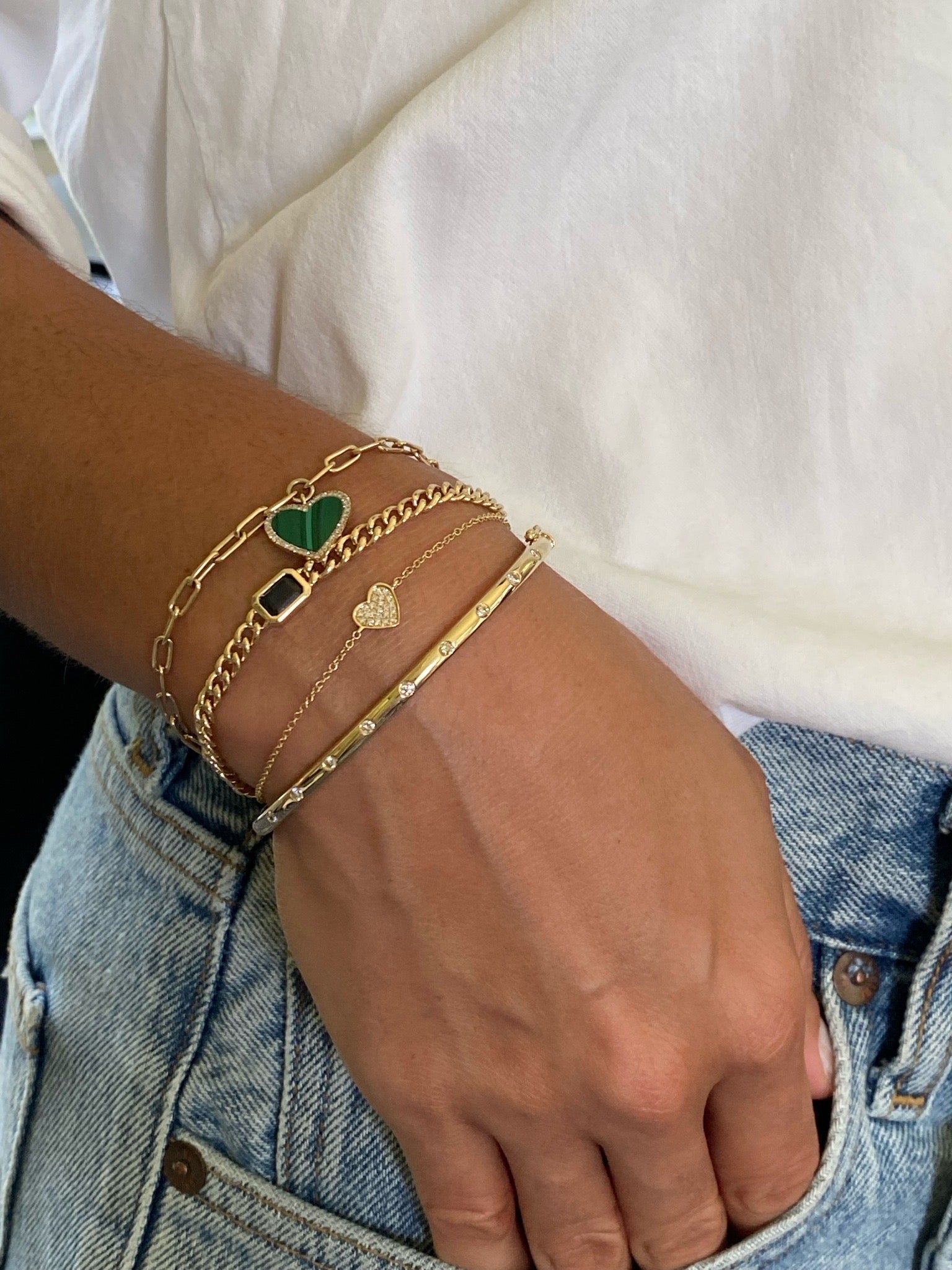 SOLID BANGLE WITH BEZEL DIAMONDS