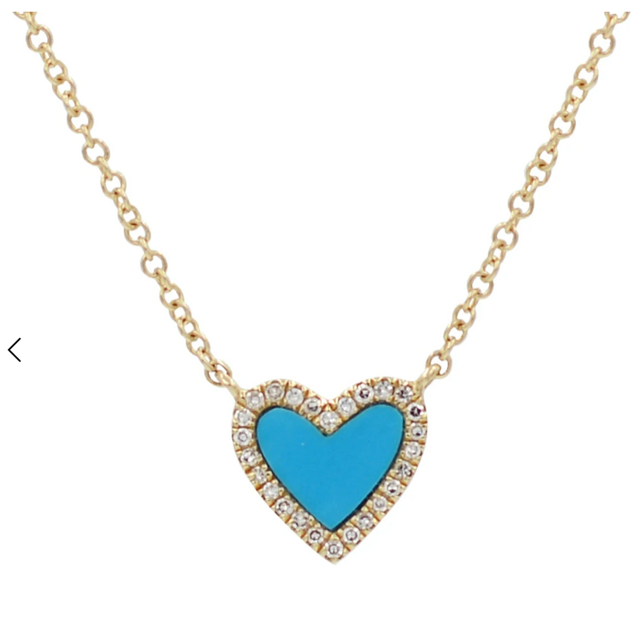 TURQUOISE + DIAMOND BABY HEART NECKLACE