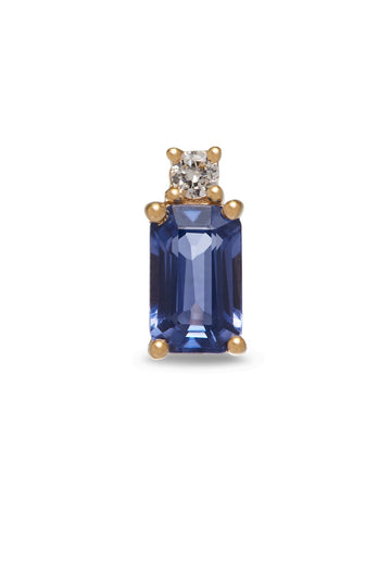 BLUE SAPPHIRE BAGUETTE STUDS W/ DIAMOND