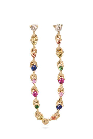 SEMI-PRECIOUS DOUBLE POST EAR CHAIN