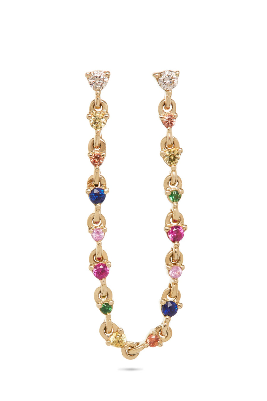 SEMI-PRECIOUS DOUBLE POST EAR CHAIN