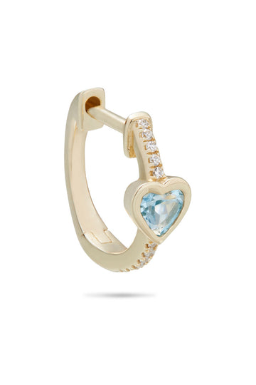 BLUE TOPAZ HEART HUGGIE