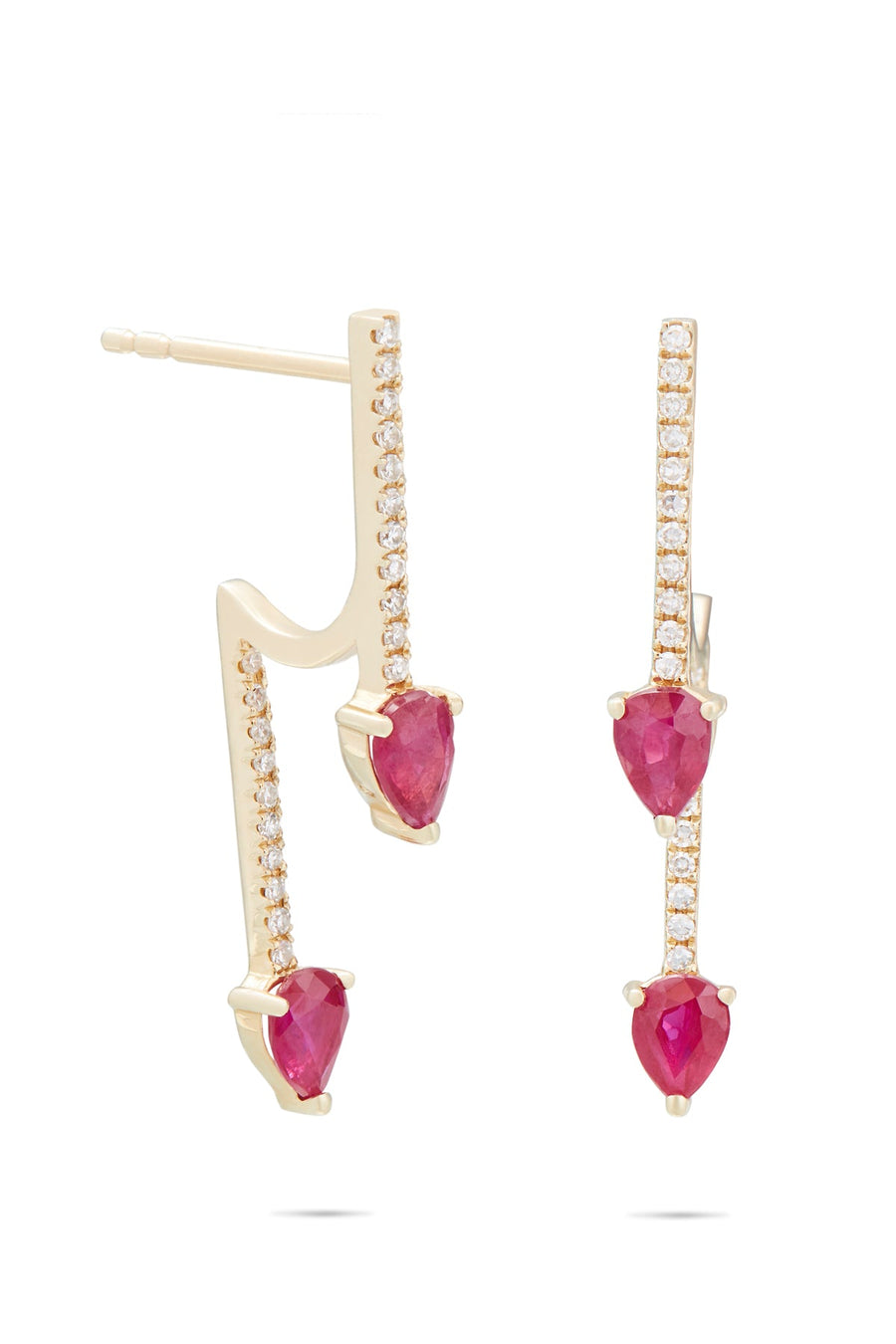 DOUBLE LINE RUBY & DIAMOND EARRING
