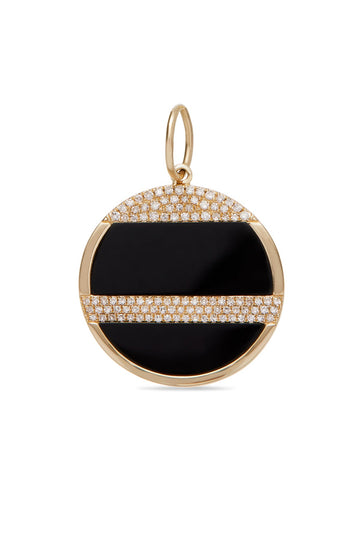 BLACK ENAMEL AND DIAMOND DISC CHARM