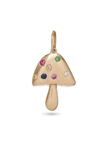 PUFFY MINI MUSHROOM CHARM WITH SEMI PRECIOUS STONES