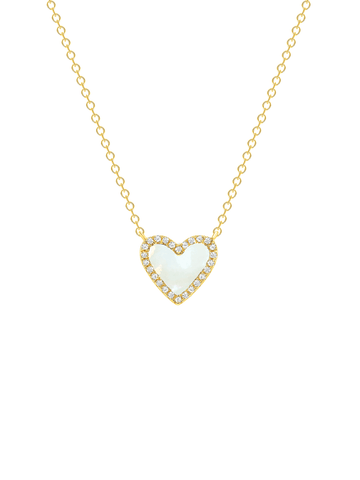 MOTHER OF PEARL + DIAMOND BABY HEART NECKLACE
